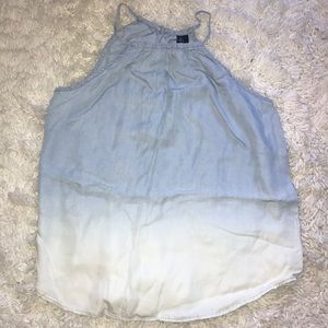 Halter light blue ombré tank top: NEVER WORN
